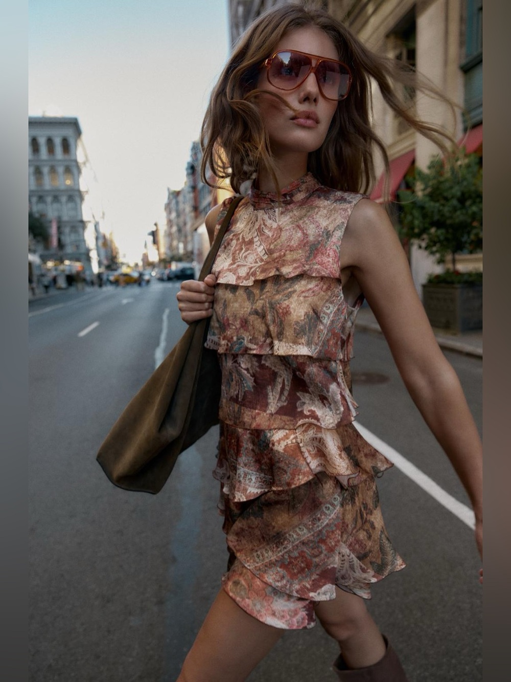 Zara Ruffled Printed Mini Dress - Picture 4 of 12